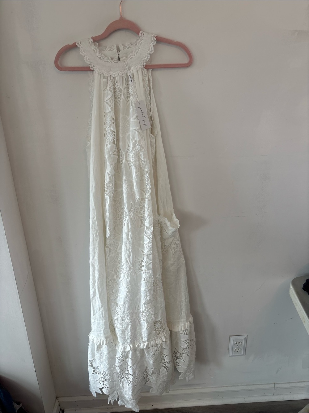 NWT Petal & Pup White L Floral Lace Halter Maxi Dress - Picture 6 of 9